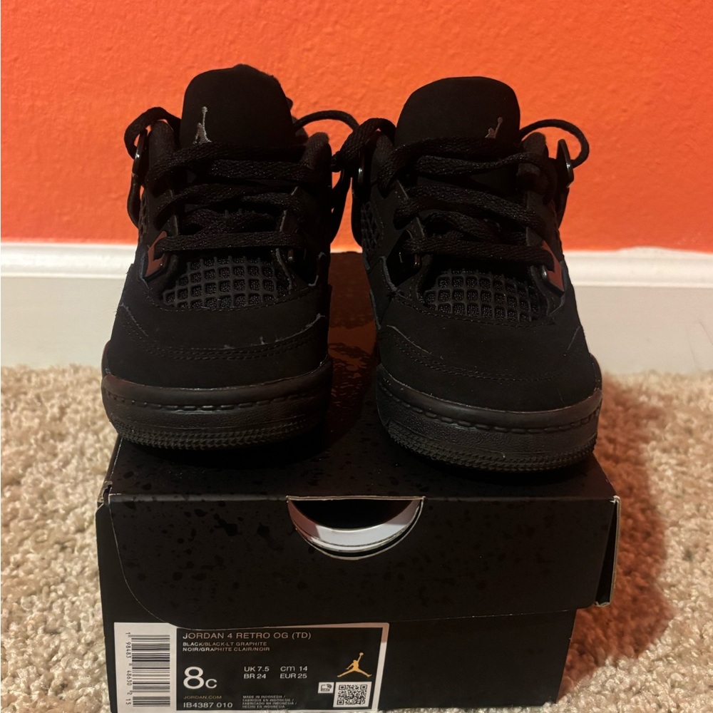 Jordan Kids Black Retro 4 Low-Top Sneakers